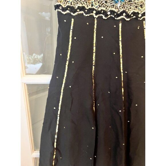 Vtg Womens Small Black Dress Whimsigoth Dark Fairy Flapper Sequin Beaded Ff - Picture 3 of 9